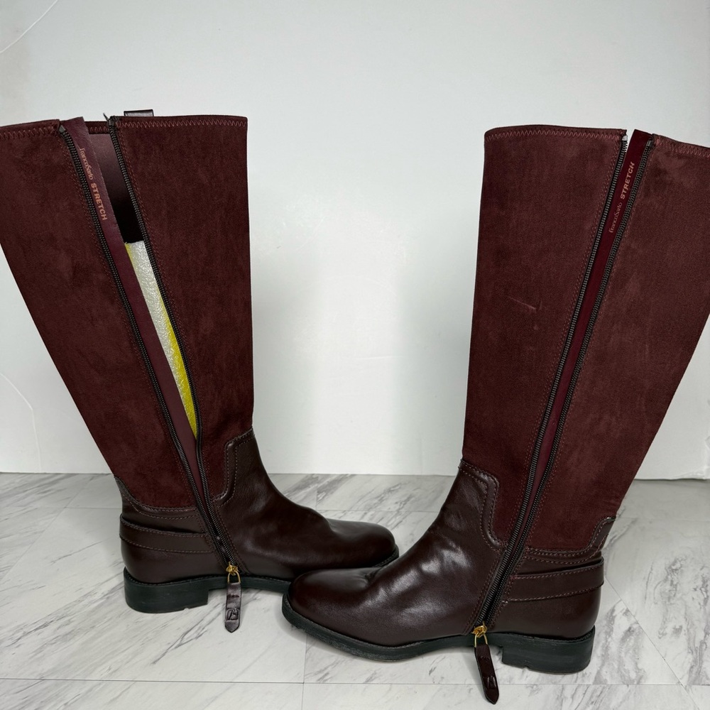 Franco Sarto Merina Burgundy Brown Wide Calf Tall Riding Boot 8M - Picture 6 of 15